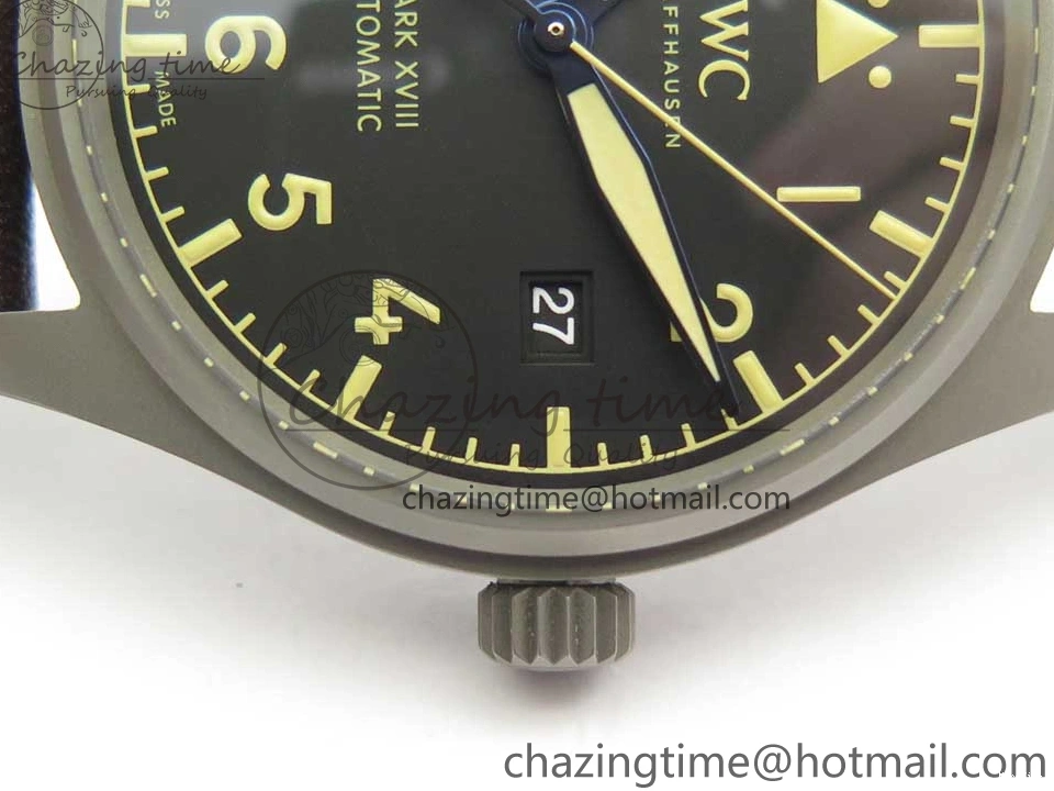 MIROTIME 0328 SmartChoice Mark XVIII IW327006 Titanium M+F 1:1 Best Edition Black Dial on Brown Leather Strap A 7145